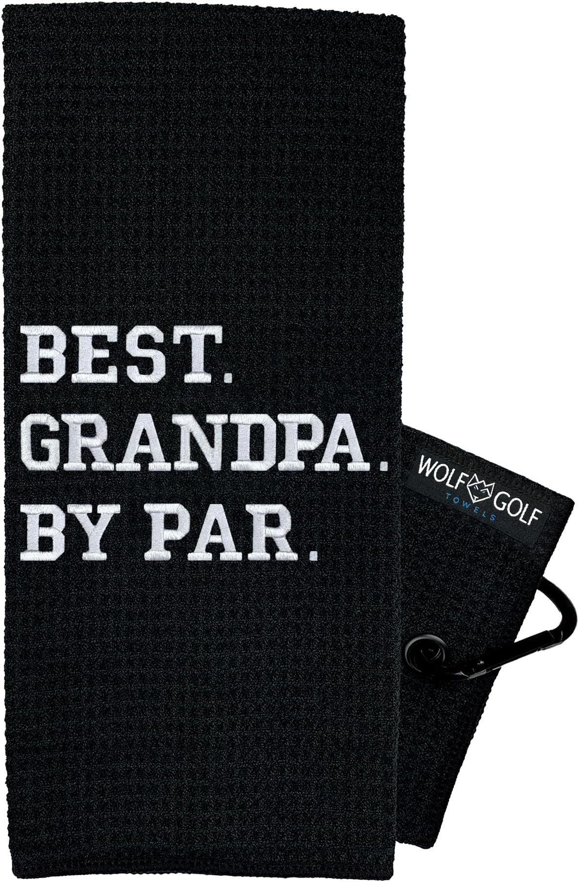 Wolf Golf Towels - Best Grandpa By Par Golf Towel - Golf Accessories For Men - Golf Gifts For Men - Embroidered Funny Golf Towel - Best Grandpa By Par - Black