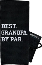 Wolf Golf Towels - Best Grandpa By Par Golf Towel - Golf Accessories For Men - Golf Gifts For Men - Embroidered Funny Golf Towel - Best Grandpa By Par - Black