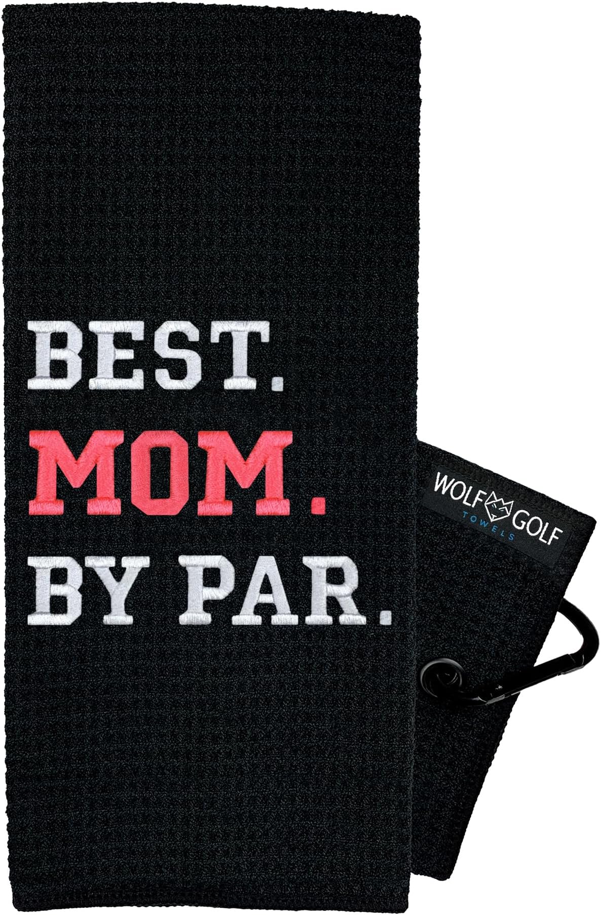 Wolf Golf Towels - Best Grandpa By Par Golf Towel - Golf Accessories For Men - Golf Gifts For Men - Embroidered Funny Golf Towel - Best Mom By Par