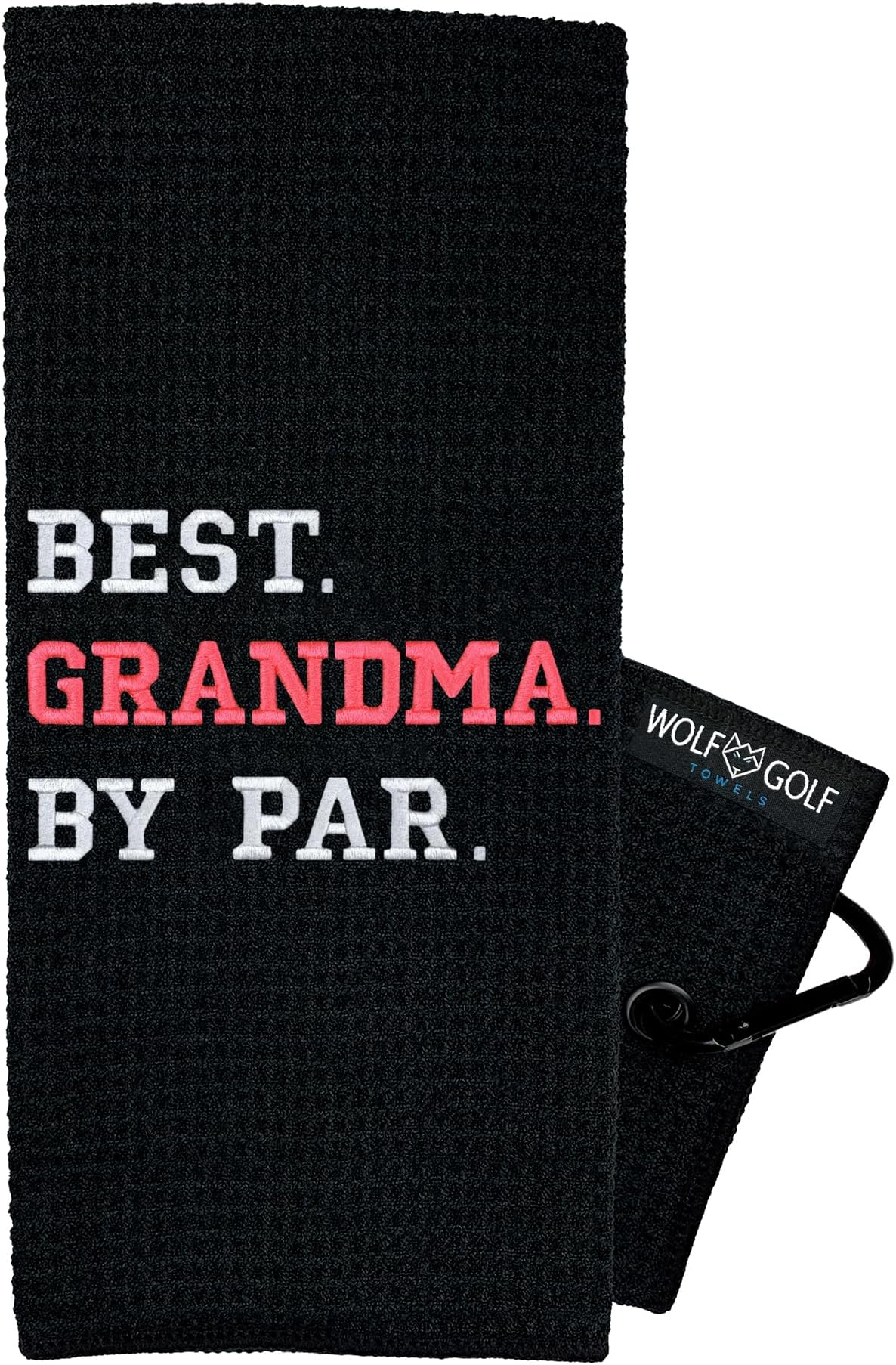 Wolf Golf Towels - Best Grandpa By Par Golf Towel - Golf Accessories For Men - Golf Gifts For Men - Embroidered Funny Golf Towel - Best Grandma By Par