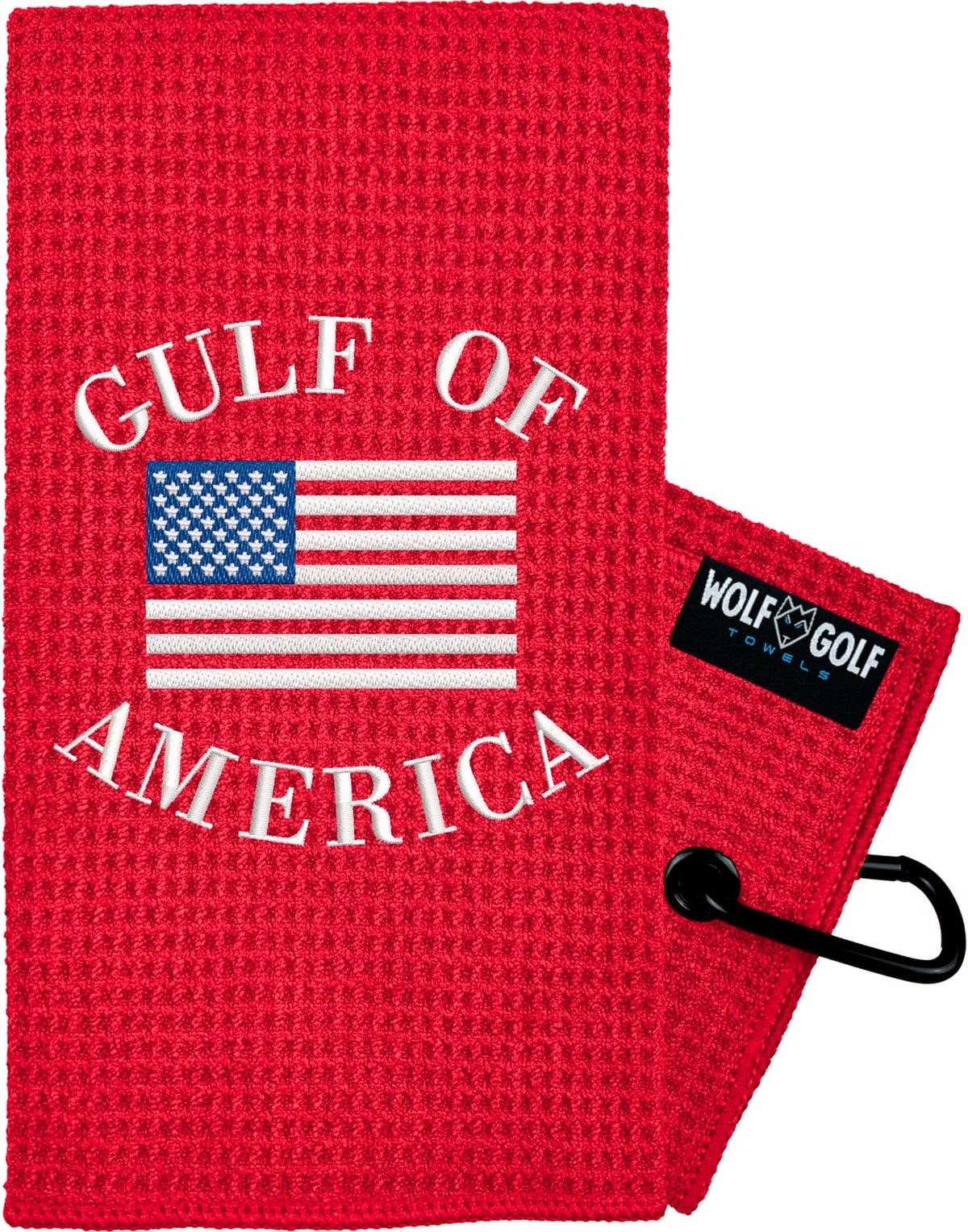 Wolf Golf Towels Gulf Of America Golf Towel | Embroidered Microfiber Funny Golf Accessories | Red Gulf Of America Towel - Gulf Of America - Red Towel