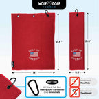 Wolf Golf Towels Gulf Of America Golf Towel | Embroidered Microfiber Funny Golf Accessories | Red Gulf Of America Towel - Gulf Of America - Red Towel