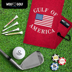 Wolf Golf Towels Gulf Of America Golf Towel | Embroidered Microfiber Funny Golf Accessories | Red Gulf Of America Towel - Gulf Of America - Red Towel