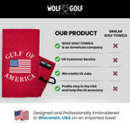 Wolf Golf Towels Gulf Of America Golf Towel | Embroidered Microfiber Funny Golf Accessories | Red Gulf Of America Towel - Gulf Of America - Red Towel