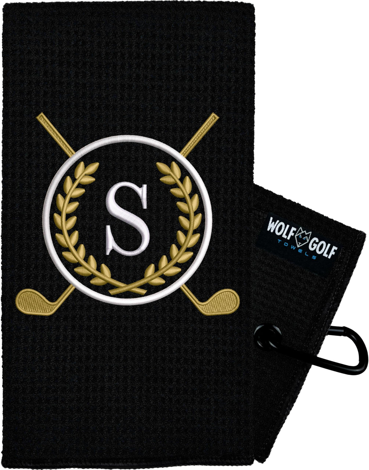 Wolf Golf Towels Monogrammed Personalized Golf Towel | Custom Golf Towels For Golf Bags For Men Or Women - S - Black