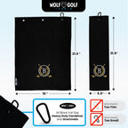 Wolf Golf Towels Monogrammed Personalized Golf Towel | Custom Golf Towels For Golf Bags For Men Or Women - B - Black