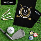Wolf Golf Towels Monogrammed Personalized Golf Towel | Custom Golf Towels For Golf Bags For Men Or Women - B - Black