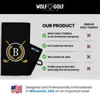 Wolf Golf Towels Monogrammed Personalized Golf Towel | Custom Golf Towels For Golf Bags For Men Or Women - B - Black