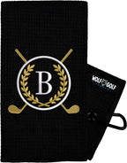 Wolf Golf Towels Monogrammed Personalized Golf Towel | Custom Golf Towels For Golf Bags For Men Or Women - B - Black