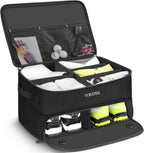 Yorepek 2 Layer Golf Trunk Organizer, Golf Gifts For Men With Separate Ventilated Compartment For 2 Pair Shoes, Waterproof Car Trunk Locker For Balls, Tees, Clothes, Gloves, Gifts For Golfers - Standard-Black