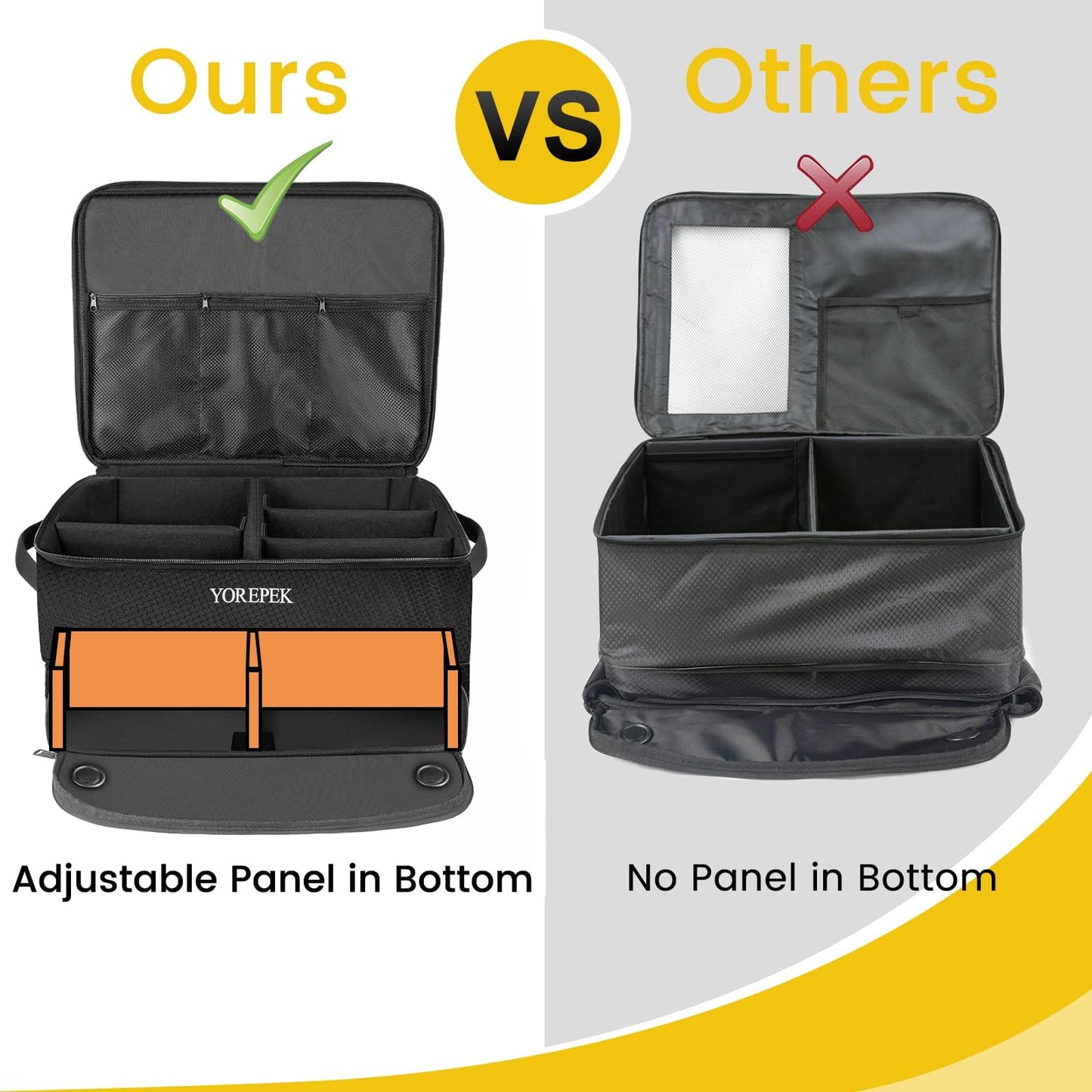 Yorepek 2 Layer Golf Trunk Organizer, Golf Gifts For Men With Separate Ventilated Compartment For 2 Pair Shoes, Waterproof Car Trunk Locker For Balls, Tees, Clothes, Gloves, Gifts For Golfers - Standard-Black