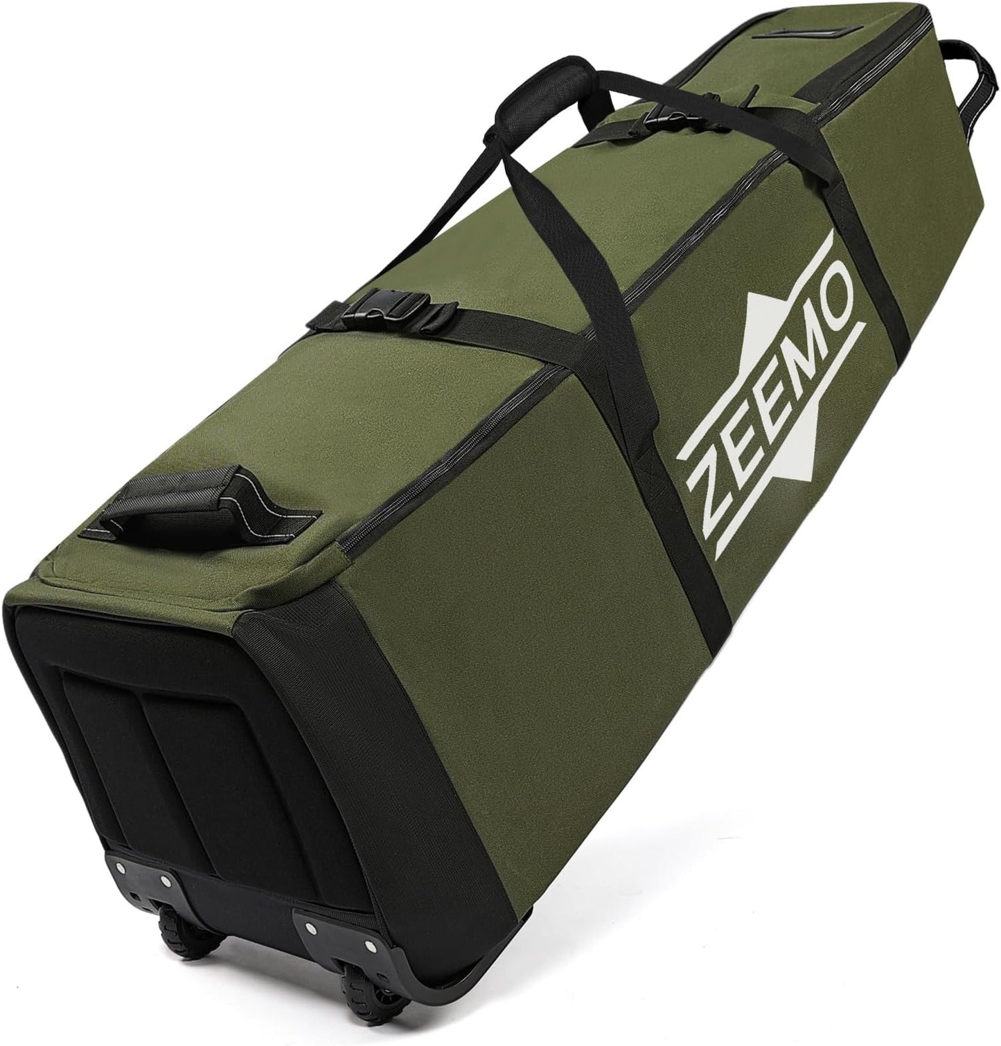 Zeemo Golf Travel Bag, Full-Open Protective & Wheeled Airline-Approved Case For Clubs, Cart&standbag, Soft-Sided Waterproof Cover Made Of Heavy Duty Oxford - Green