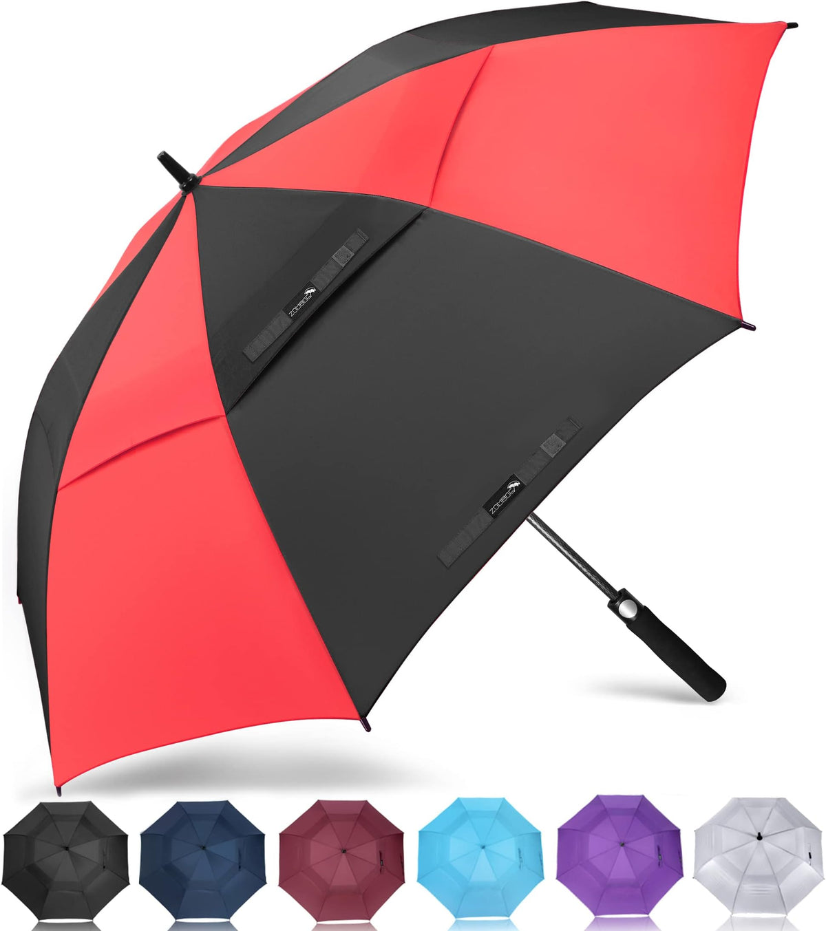 Zomake Golf Umbrella, Large Windproof Heavy Duty Umbrellas - D-Black/red