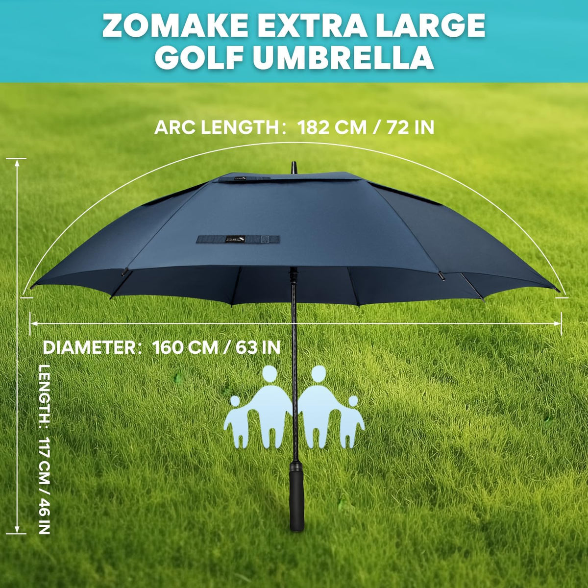 Zomake Golf Umbrella, Large Windproof Heavy Duty Umbrellas - A-Royal Blue