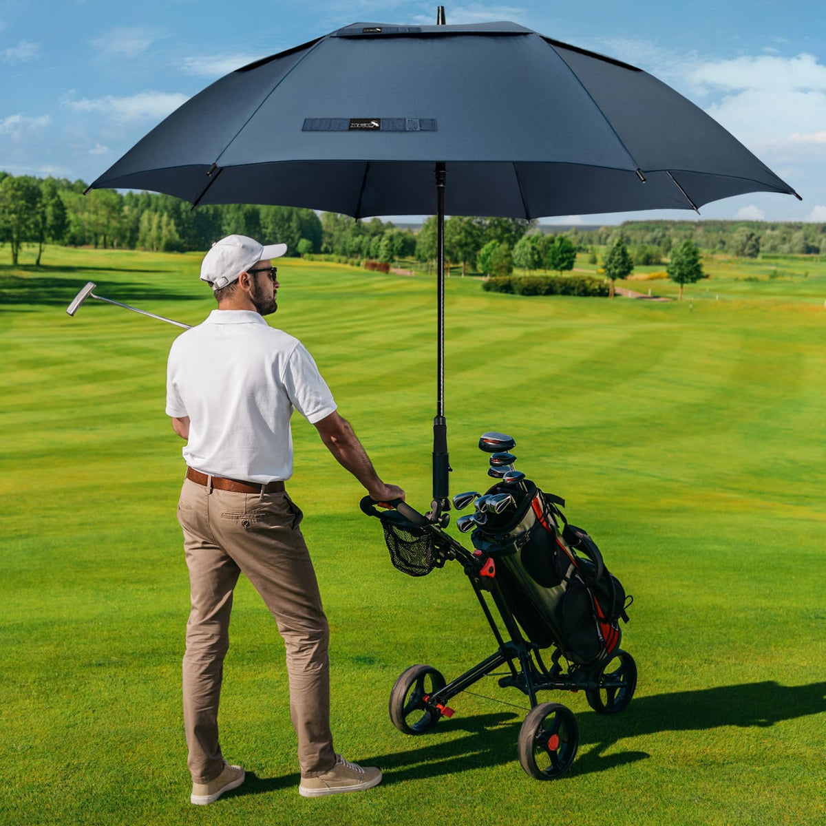 Zomake Golf Umbrella, Large Windproof Heavy Duty Umbrellas - A-Royal Blue