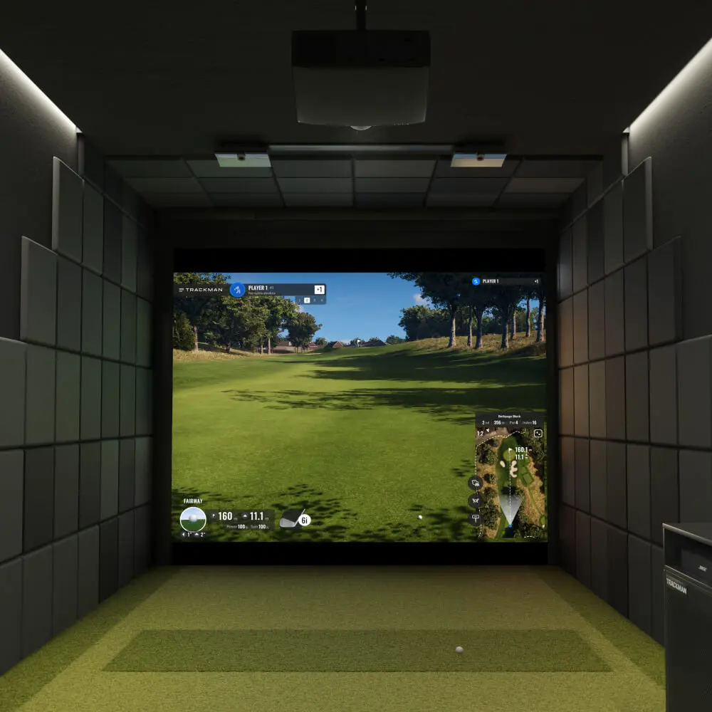 Picture of a TrackMan iO golf simulator bay